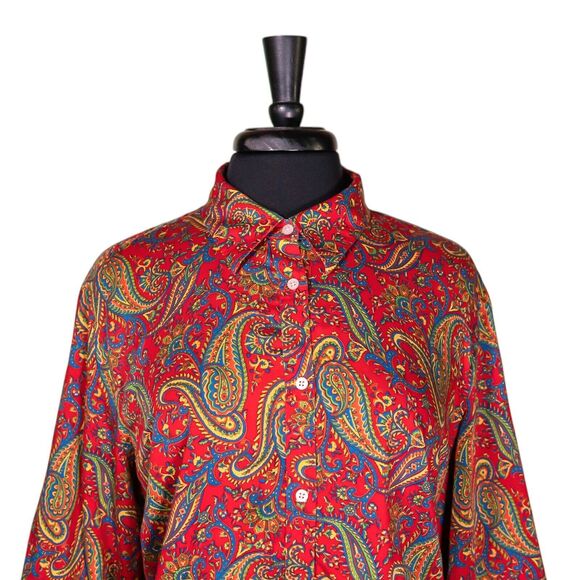 Ralph Lauren Women's Shirt Button Up Paisley Colorful Preppy Spring Blouse Top S - Picture 4 of 7